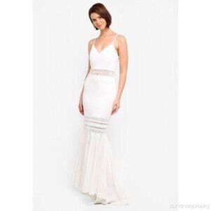 JARLO Clarity Openwork Inset Mermaid Gown Ivory Women's Size 6 New with Tags Cle